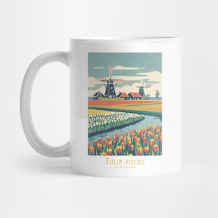 Dutch Tulip Fields Retro Vintage Poster Mug